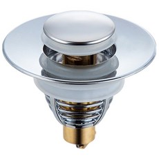 按壓彈跳洗手盆漏水塞, 加厚銅芯, 堅固耐用, 可拆卸濾網, 防臭防蟲, 不銹鋼原色, 主體6.2cm 高4.5cm