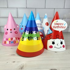생일 축하 고깔 모자 파티 꼬깔, 1개, 무지개