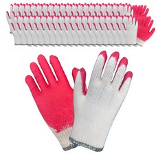 포유나라 반코팅 면장갑 레드 목장갑 고급 코팅장갑 작업용 장갑, 100개, 레드_화이트_목장갑