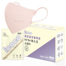아이코코 레인보우 컬렉션 새부리형 마스크 KF94 소형 N, 30매입, 1개, 피치코랄
