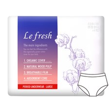 르프레시 유기농 순면커버 입는오버나이트 팬티형생리대, 1개, 4개입, 대형