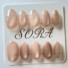 SORA 橘色貓眼穿戴甲 XS M號, 1個, S,橢圓