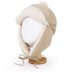 basicm 兒童用(4~7歲) 冬季鋪棉耳罩帽簷毛球帽 (頭圍 52cm)