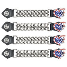 Dream Apparel 여성용 오토바이 조끼 익스텐더 인조 가죽 엔드와 더블 크롬 체인이 있는 바이커 익스텐더 4개 폴리스 스타, 미국 국기 하트 & 레드 로즈