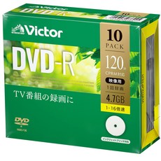 Victor DVD-R CPRM VHR12JP10J1 빅터 1회 녹화용 120분 10장 화이트 프린터블 편면 1층