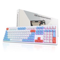 OMIIYA 키보드 유선 108키 풀배열 멤브레인 저소음 사무용, KB6, 화이트 KB6, 화이트