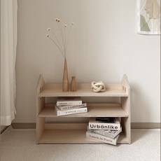 韓國INS兒童玩具收納架 室內整理儲物架 落地展示幼兒園卡通儲物櫃, 3層原木色, 原木色