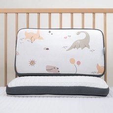 PAMABE 4D兒童水洗透氣枕, 奶油恐龍,高度4.5cm(1-3歲)