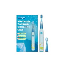 Smilight 兒童智能超聲波電動牙刷組 3種清潔模式 智能定時提醒 IPX7防水 續航30天, 1個, 電動牙刷組-寶寶藍