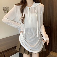 桃園發貨 大尺碼防曬上衣女 長袖連帽罩衫 夏季薄款寬鬆顯瘦中長款上衣 (M-4XL，100公斤適用)
