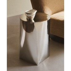 자라홈 브랜드관 스테인리스 스틸 사이드 테이블 48390073808 423471, 46 x 30 x 30 cm, 실버