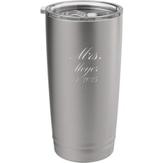 마이어 부인 2025 결혼식 약혼 1000명 컬렉션 스테인리스 스틸 단열 텀블러, Brushed Steel, 20 Ounces