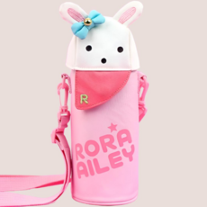 제이비월드 (MA1055) 로라앨리 물병크로스 여아물병크로스 초등학생물병주머니 토끼물병주머니 야외활동 소풍 갈때, 핑크, 1개
