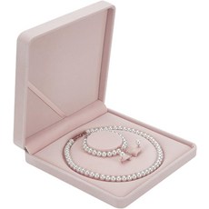 1개 보석 벨벳 상자 내경 5.18인치 섬유판 사각형 리넨 진주 목걸이 귀걸이 팔찌 선물 진열 케이스 웨딩 보석 보관함, Linen, 1