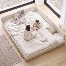 아씨방가구 슬림 저상형 패밀리침대 밸런스형 SS+Q, 파스텔화이트