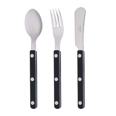 사브르 비스트로 커트러리 1인 디저트세트 3P, 블랙, 티스푼, 케이크포크, 스프레더