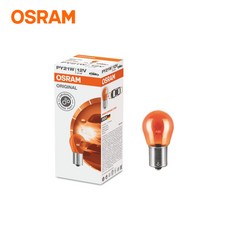 [오스람] 수입차 국내차 12V 브레이크등 깜박이 황색 싱글 < 7507 > (황색) (낱개), S25, 1개