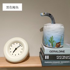 甜蜜cosmetics 多巴胺仿真綠色植物多肉毛絨玩偶桌伴海棠裝飾盆栽公仔 生日禮物, 1個, 黑色鰻魚, 黑色