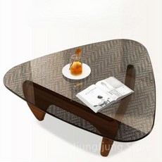 원목 쇼파 이사노무구치 원목소파테이블 테이블 거실 인테리어, 1 브론즈 글라스+호두오크 레그미니사이즈83