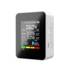 5 In 1 이산화탄소 검출기 Co2 휴대용 온도 및 습도 대기질 모니터, White, 01 white