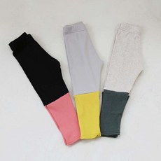 배색 컬러 매칭이 돋보이는 어린이 투톤 레깅스 유아쫄바지 집바지 유치원등원룩 남매룩 베이비룩 타이즈 dew+7284FS