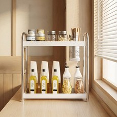 Alemon 철제 2단 양념통 정리대 양념통 선반 정리함, 02하얀색, 1개