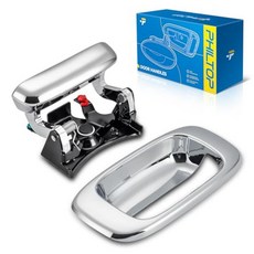 PHILTOP 외부 크롬 도어 핸들 전면 왼쪽 및 오른쪽 2개 2001-2004 토요타 타코마 교체 # 69MX 768MX 6922035030 6921035030 T, Exterior-Tailgate Handle-Silve