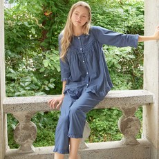 메이플라워 네이비ST 7부 순면 여성 빅사이즈 잠옷 홈웨어 세트