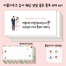 러블리주크 감사 생일 웨딩 응원 답례 용돈 봉투 set, 6개, 옵션20. 마주봄 신랑신부