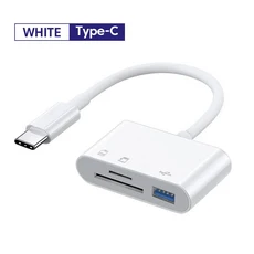 TF SD 메모리 카드 리더기 USB C 어댑터 맥북 삼성 화웨이 샤오미 3 in 1, 01 white