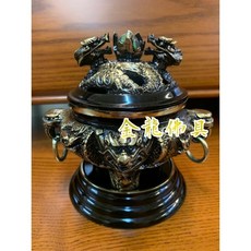 金龍佛具 臺灣製 銅 仿古 九龍淨爐 雙龍淨爐 淨爐/檀香爐 塔香爐 香爐/檀香粉 小盤香 香末/神明爐 九龍爐, 1個