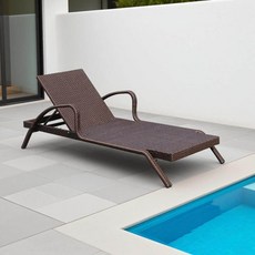 야외 가구 라탄 비치 풀 방수 햇빛 차단 리클라이너 호텔 클럽, 철제프레임침대1개