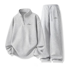 半拉鍊衛衣套裝男2025年新款韓版高級感秋季運動套裝