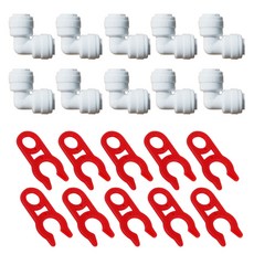 국산 정수기 부속 부품 피팅 6mm 1/4인치, 1세트, 6mmL피팅10개+손잡이안전클립10개