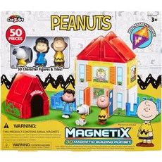 Cra-Z-Art Magnetix 3D 땅콩 찰리 브라운과 친구들 3세 이상 50개를 위한 교육용 STEM 장난감 세트, Cra-Z-Art Magnetix 3D 땅콩 찰리 브라