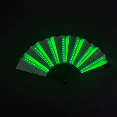 배터리 접이식 핸드 선풍기 LED 조명 빛나는 형광 야간 공연 DJ 바 클럽 파티 장식, 03 Green