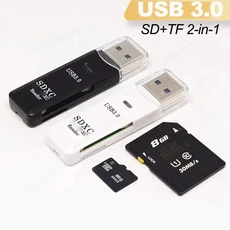USB 3.0 카드 리더기 SD TF PC 노트북에 적합한 다기능 2 in 1, 03 2pcs Black  White