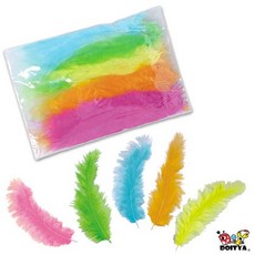 DIY材料 尖尾絨 彩色羽毛 雞毛 彩色毛 美勞素材 幼稚園 安親班 裝飾 一包5色100入, 1個