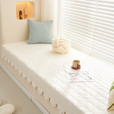 法式復古純棉布藝飄窗墊 臥室陽臺窗臺卡座防滑墊 榻榻米墊沙發墊, 1個, 似水流年-灰色飄窗墊 實物偏紫灰,70 * 150cm