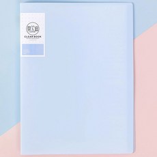 파스텔 서류정리 A4 클리어 파일 30매, 1개, 블루