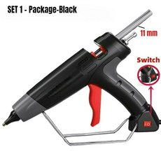 무선 충전식 글루건 소형 휴대용 강력접착 DIY 수공예 실리콘건 목공 도구 고전력 AC 플러그 220V 자동차 수리를 위한 11mm 전문 핫 800W 산업용 실리콘 건, 1)800W-S-SET 1-Black, EU