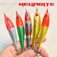 메가바이트 25 메가타코 문어 전용에기 타코에기, 1세트, 28g, 레드헤드실버+수박+색동+골드+레드골드