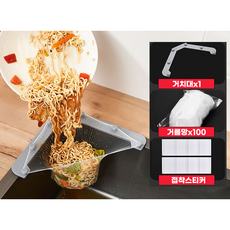 싱크대 음식물쓰레기 접착테이프 거치대 거름망100개입 셋트, 1개, 1개