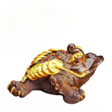 雙色茶寵招財金蟾擺件，茶道配件遇熱變色，精緻茶席裝飾，招財納福, 大號實心金蟾(變金色), 1個