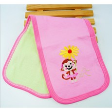 多用途雙面純棉吸汗巾墊背巾口水巾可愛刺繡隔汗巾拍嗝巾吸汗巾, 1個, (隔汗巾)粉芭蕾裙小猴