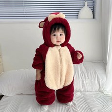 겨울옷 귀여운 곰돌이 아우터 외출용 따뜻한 겨울용, 90 15개월12kg, 1개, 스트로베리 베어