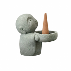 【華光香堂】塔香爐 燭台 靜心祈願·小沙彌香座 塔香座 線香座 香爐 香薰爐 香盤 線香爐 香塔爐 迷你香爐 小盤香座, 靜心祈願-小沙彌香座,普通鋁箔防火棉, 青石