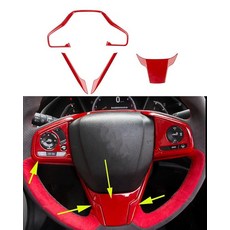 [ 629904 ] ANUNFRRE 혼다 시빅 10세대 2016-2021년용 자동차 액세서리 ABS 내부 프레임 커버 트림 스티커 (레드) 4개 세트, 레드