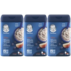 거버 릴 비츠 홀 위트 시리얼 분말 어린이 식품 227g, 3개, 사과 + 블루베리(Apple Blueberry)