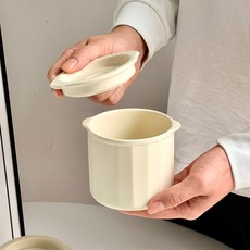 陶瓷帶蓋燉盅嬰兒輔食機專用小湯盅一人食燕窩甜品碗雙耳隔水燉碗, 雙耳帶蓋燉盅米白色:1個